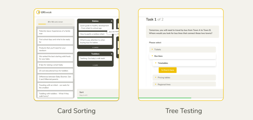 card sorting is similar to tree testing